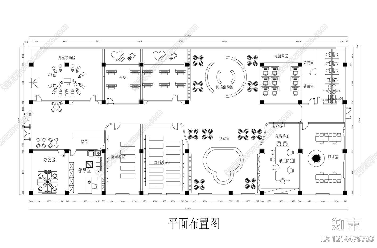 现代培训中心cad施工图下载【ID:1214479733】
