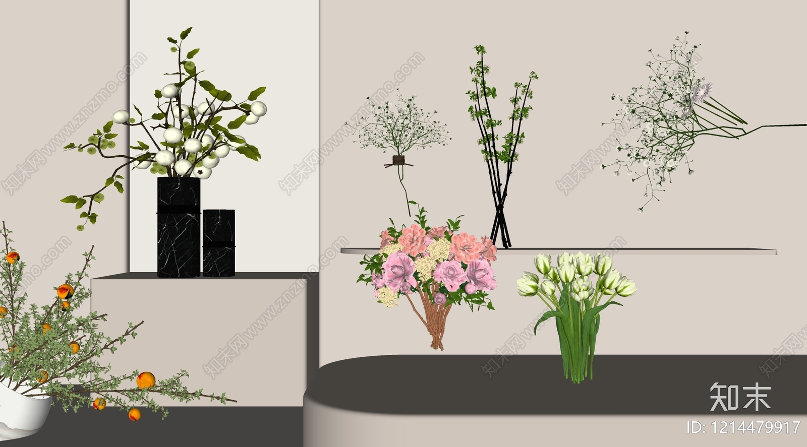 现代花艺SU模型下载【ID:1214479917】