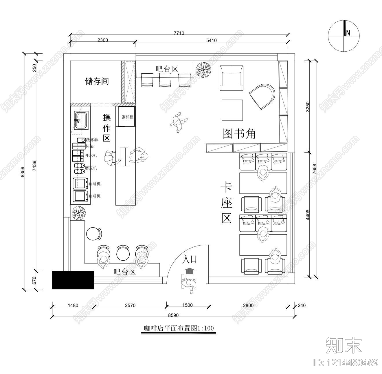 现代书店CAD图纸