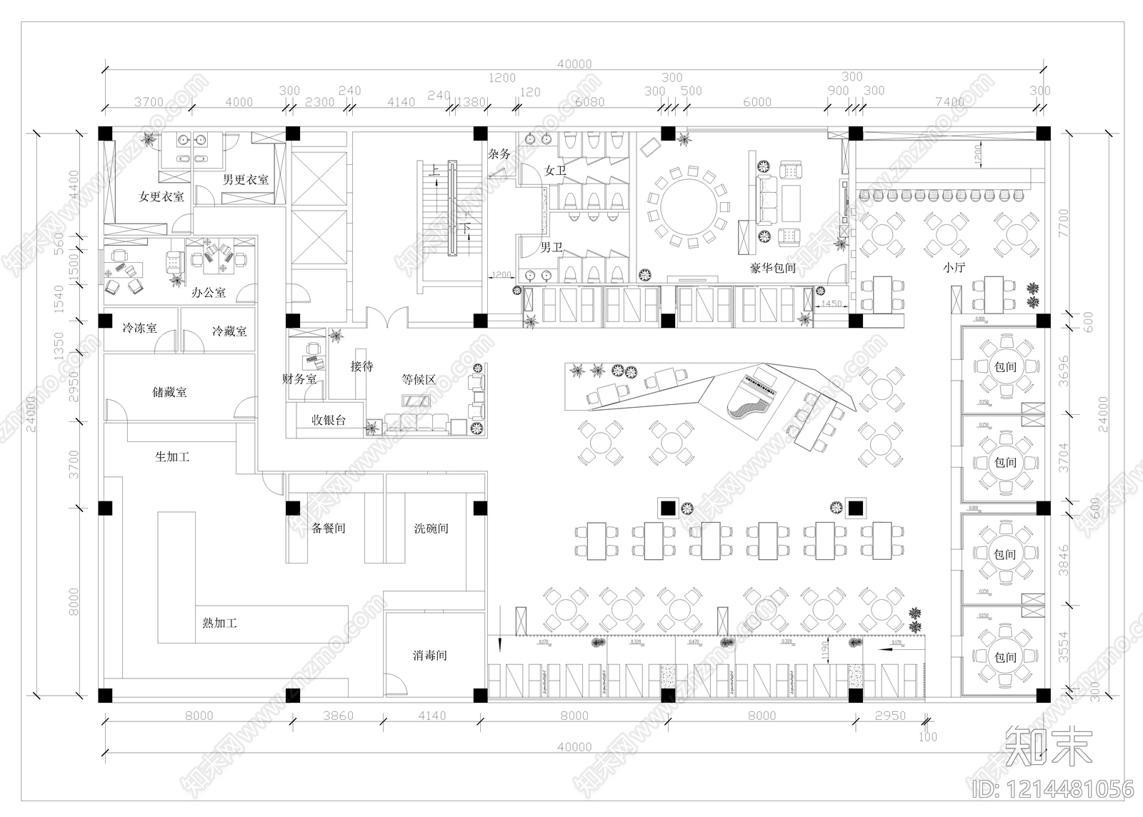 现代西餐厅施工图下载【ID:1214481056】