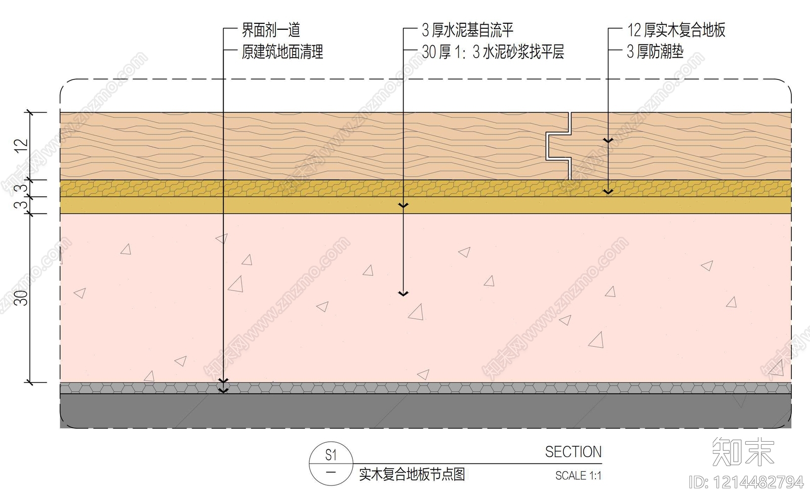 木地板施工图下载【ID:1214482794】