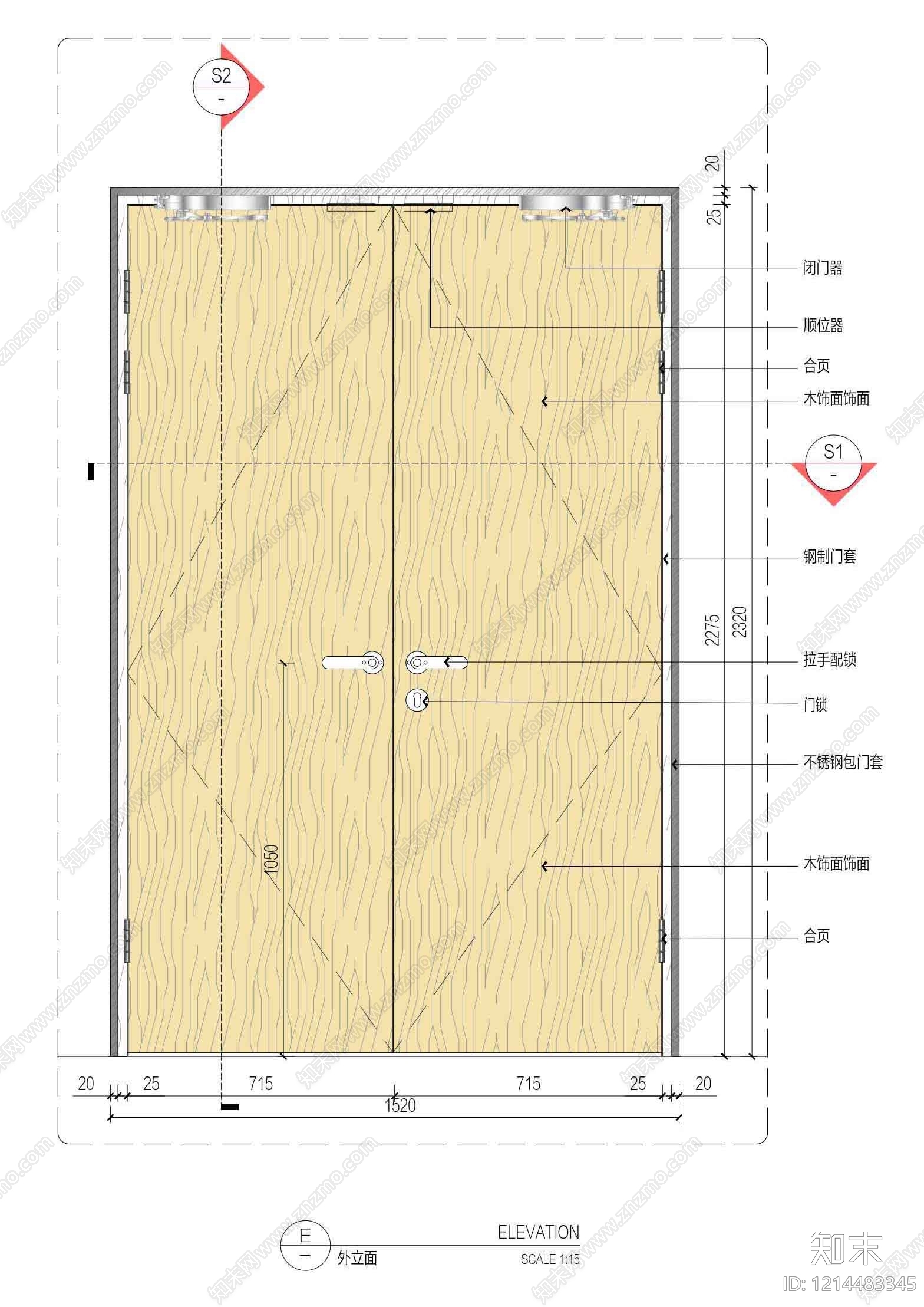 综合门节点cad施工图下载【ID:1214483345】