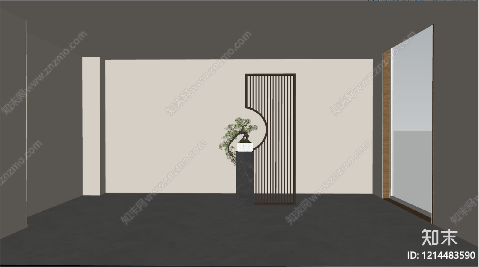 新中式隔断SU模型下载【ID:1214483590】