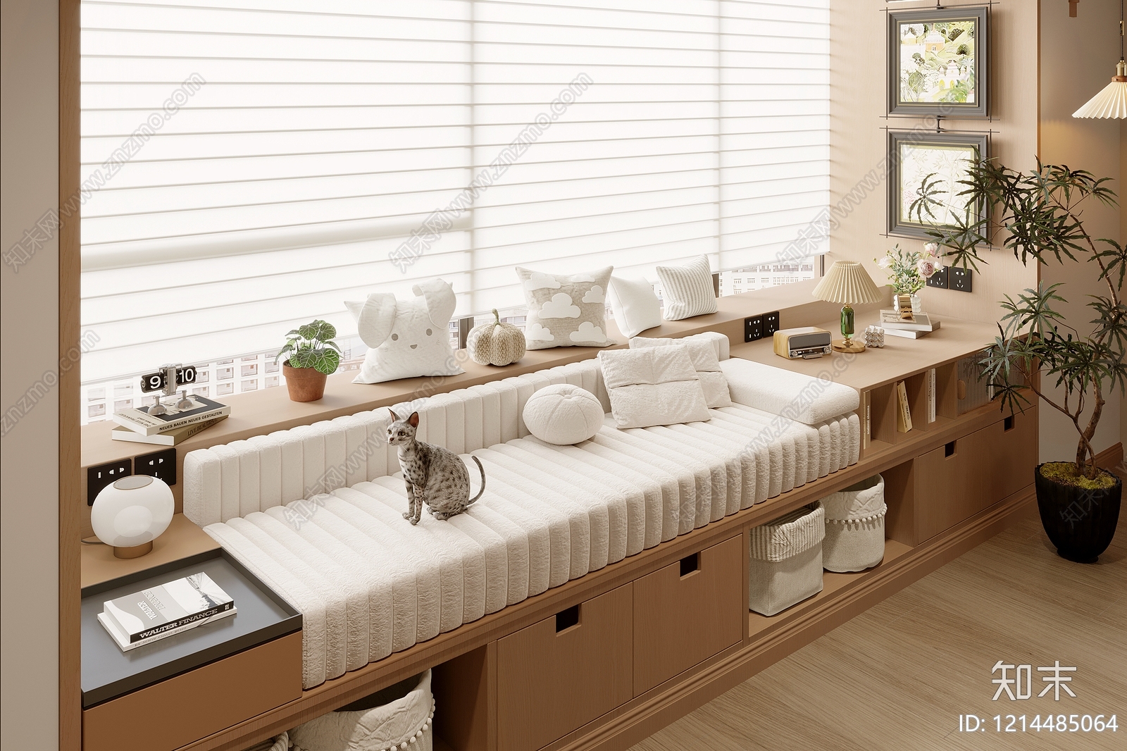 奶油风飘窗坐垫SU模型下载【ID:1214485064】