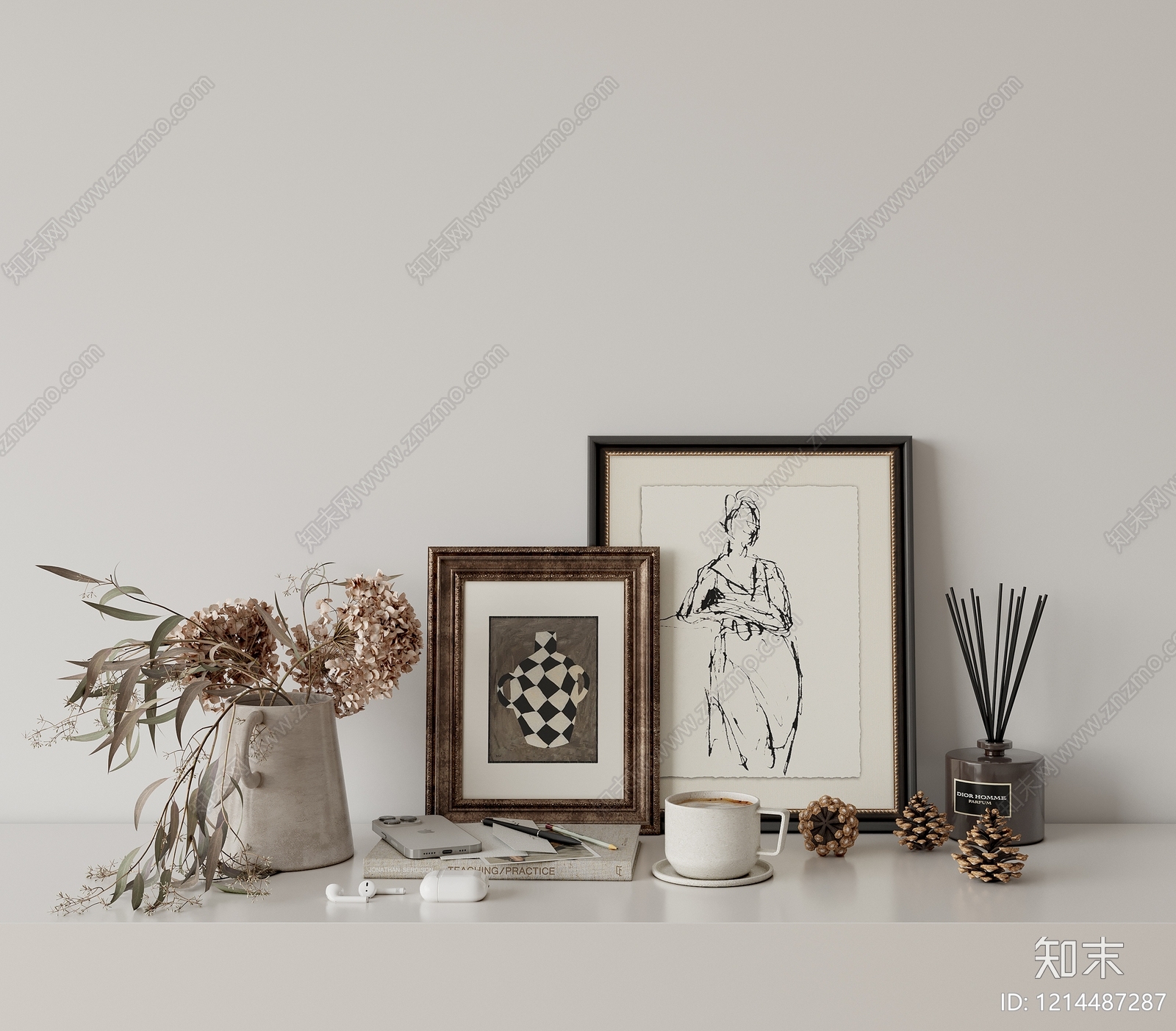 现代摆件组合SU模型下载【ID:1214487287】