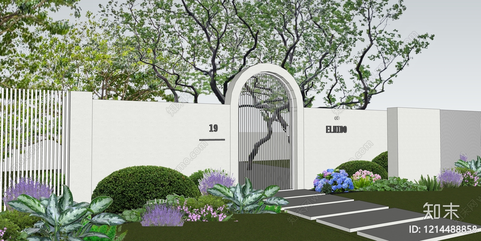 现代简约入口大门SU模型下载【ID:1214488858】
