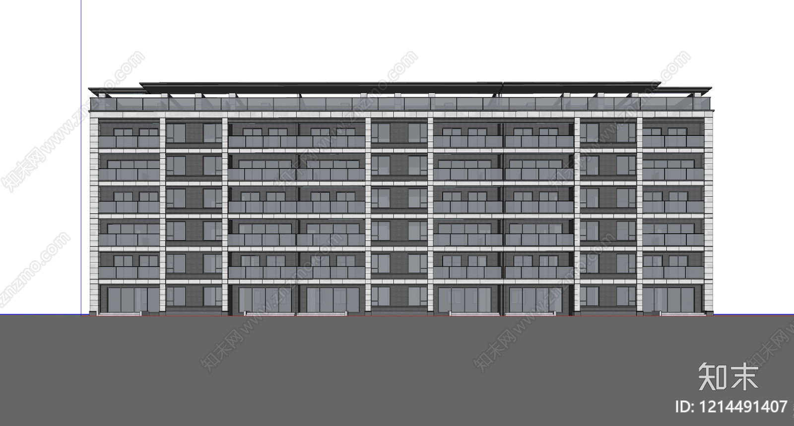 现代极简多层住宅SU模型下载【ID:1214491407】