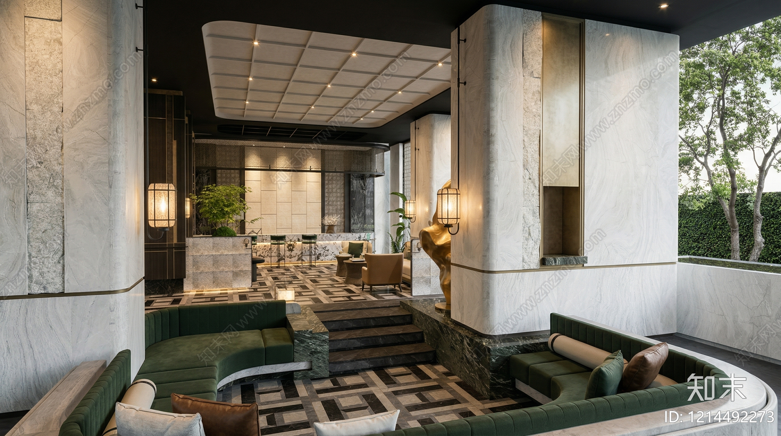 新中式小区景观SU模型下载【ID:1214492273】