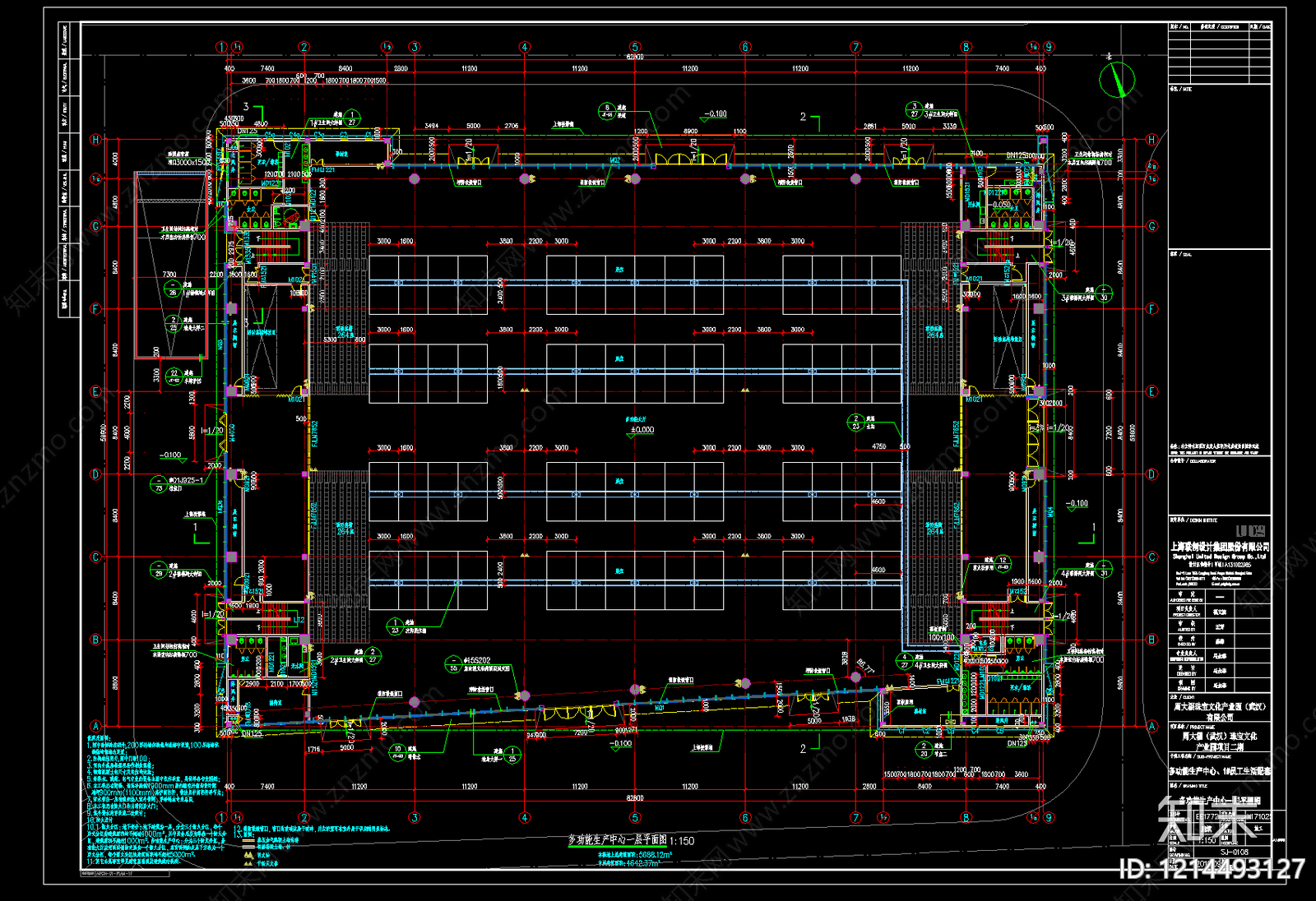 现代产业园建筑cad施工图下载【ID:1214493127】