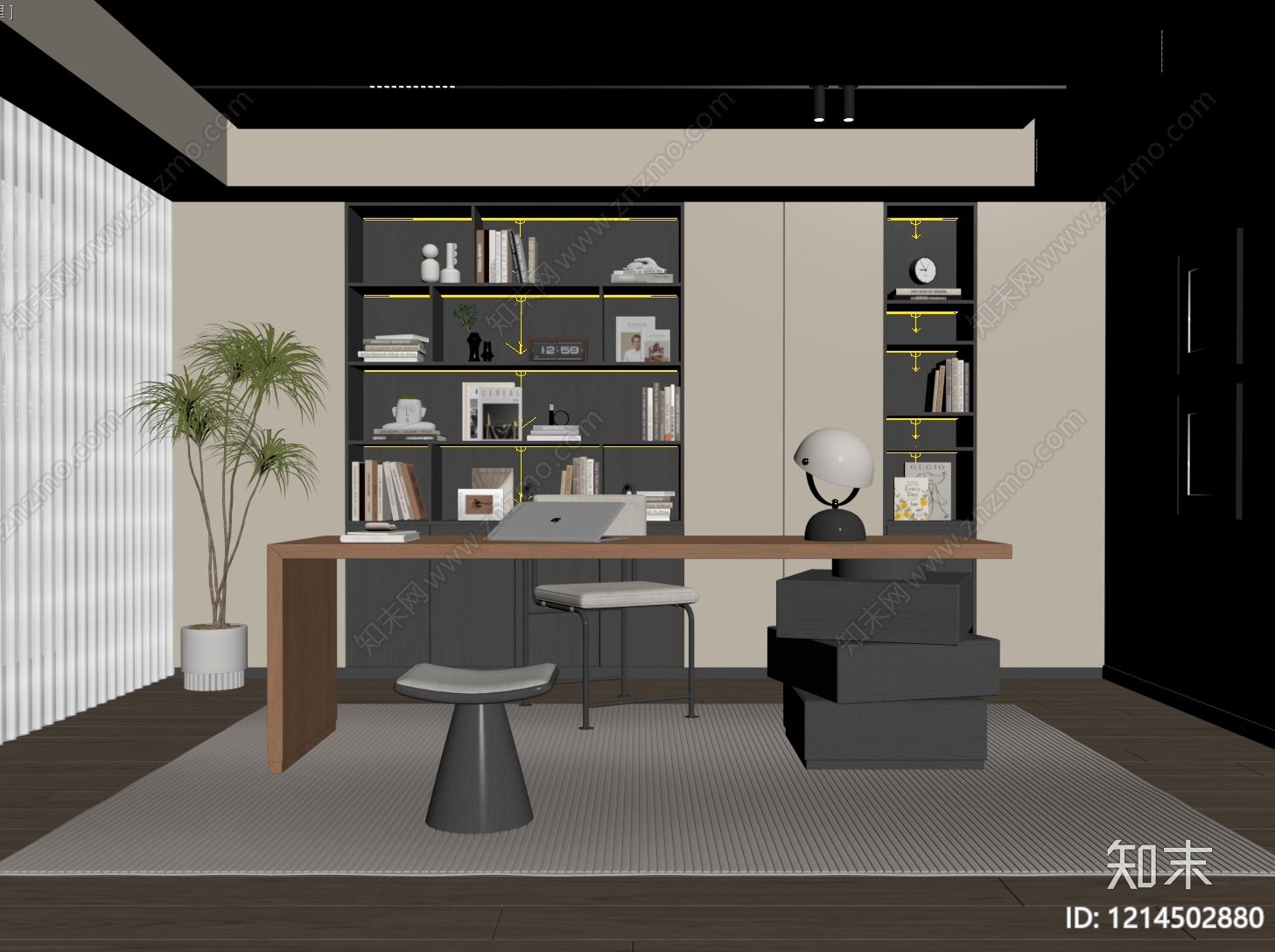 现代简约书房SU模型下载【ID:1214502880】