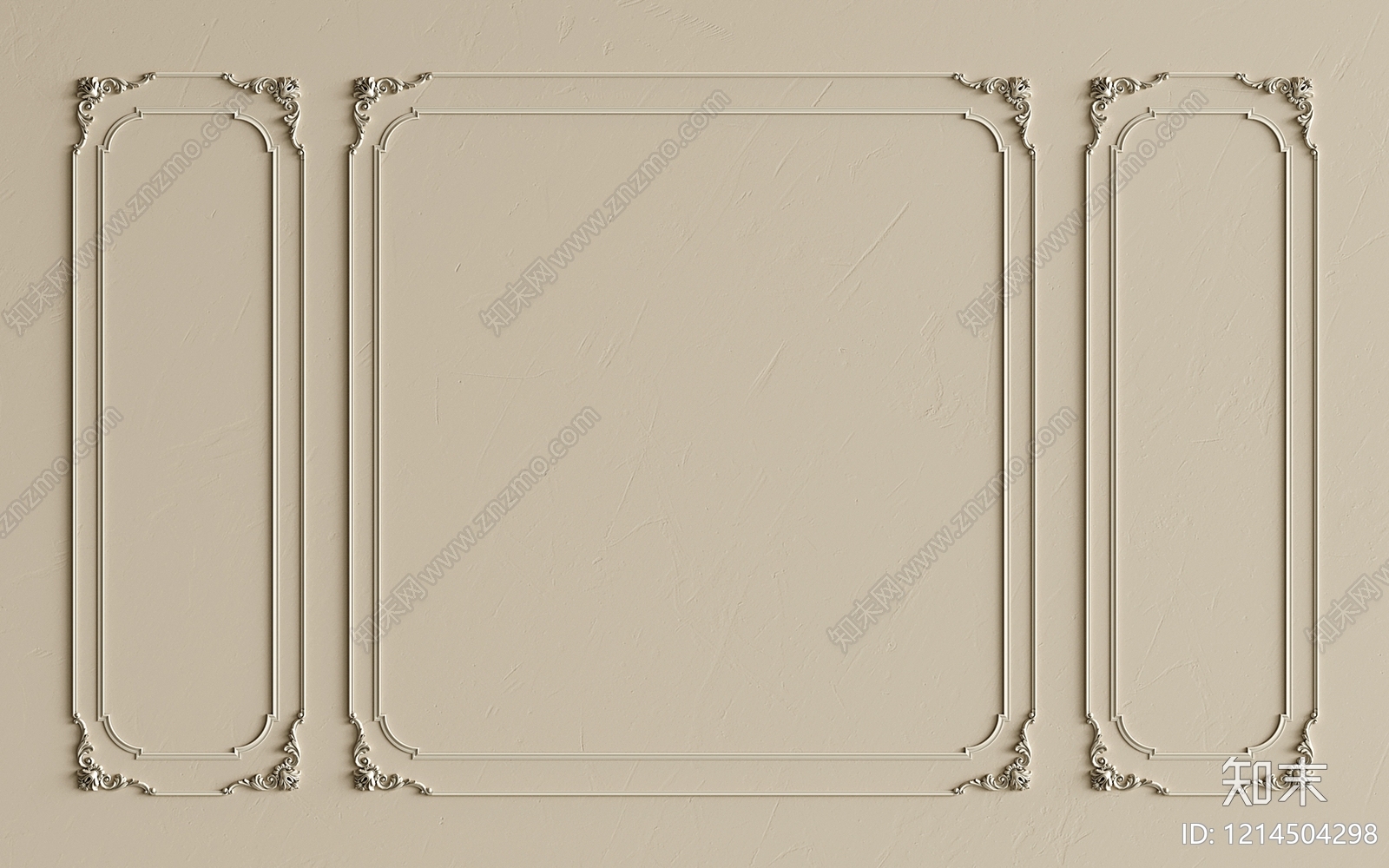 法式床头背景墙3D模型下载【ID:1214504298】