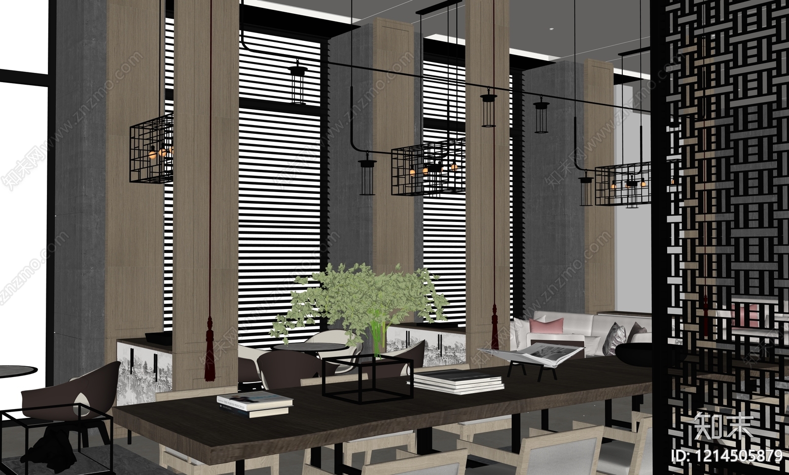 新中式其他酒店空间SU模型下载【ID:1214505879】