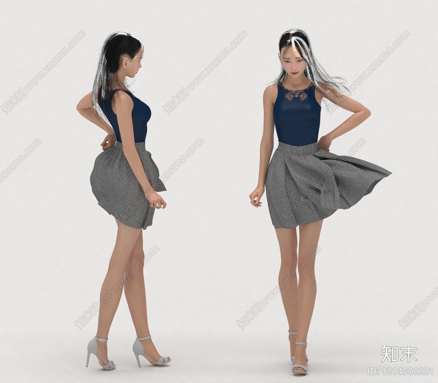 现代简约虚拟人物3D模型下载【ID:1214506231】