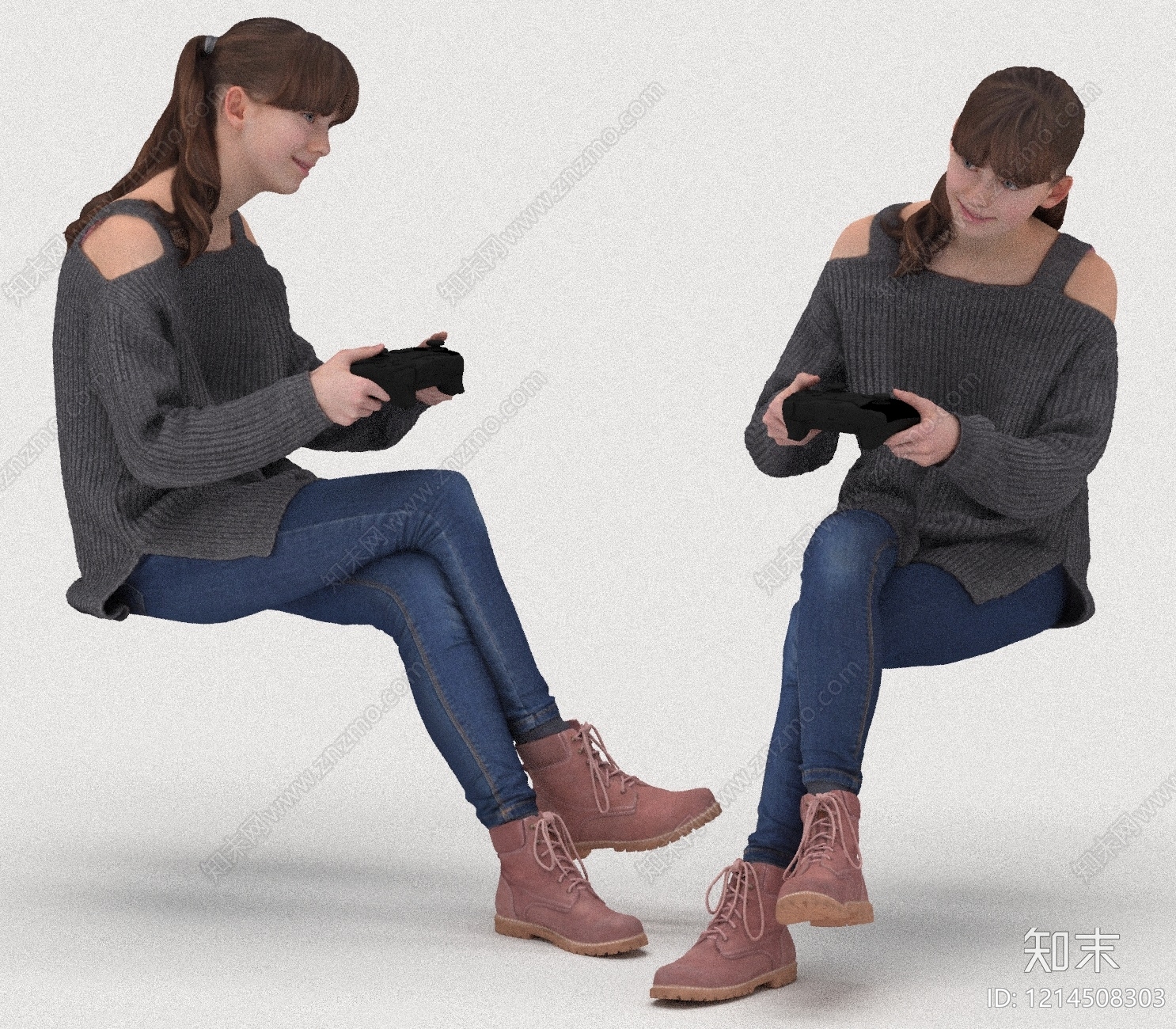 现代简约虚拟人物3D模型下载【ID:1214508303】