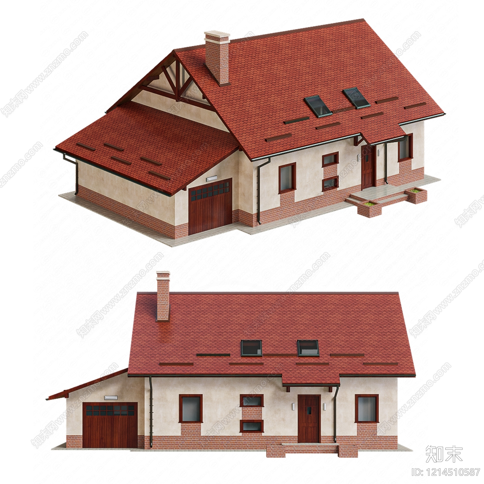 欧式乡村风独栋别墅3D模型下载【ID:1214510587】