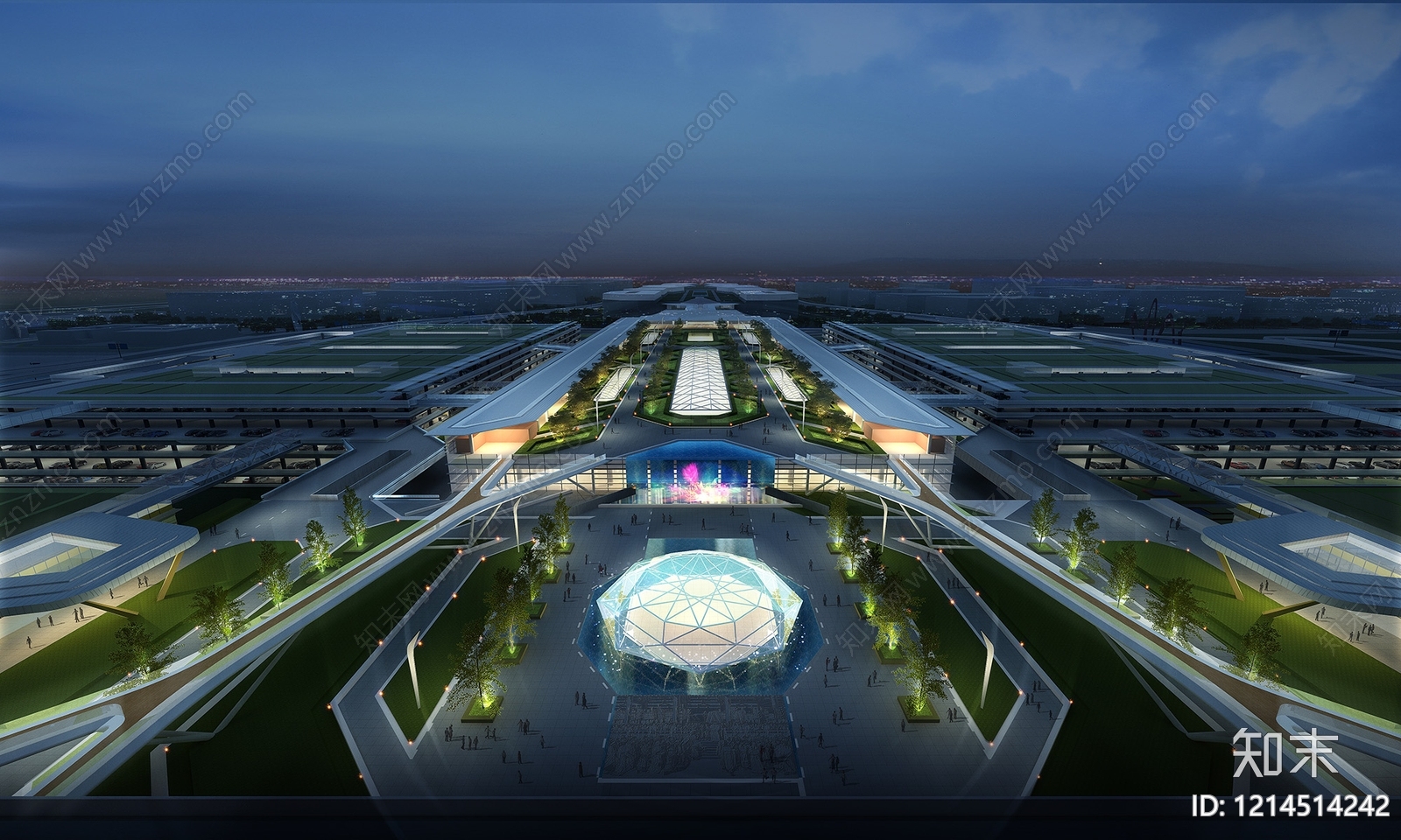 现代主义交通枢纽景观3D模型下载【ID:1214514242】