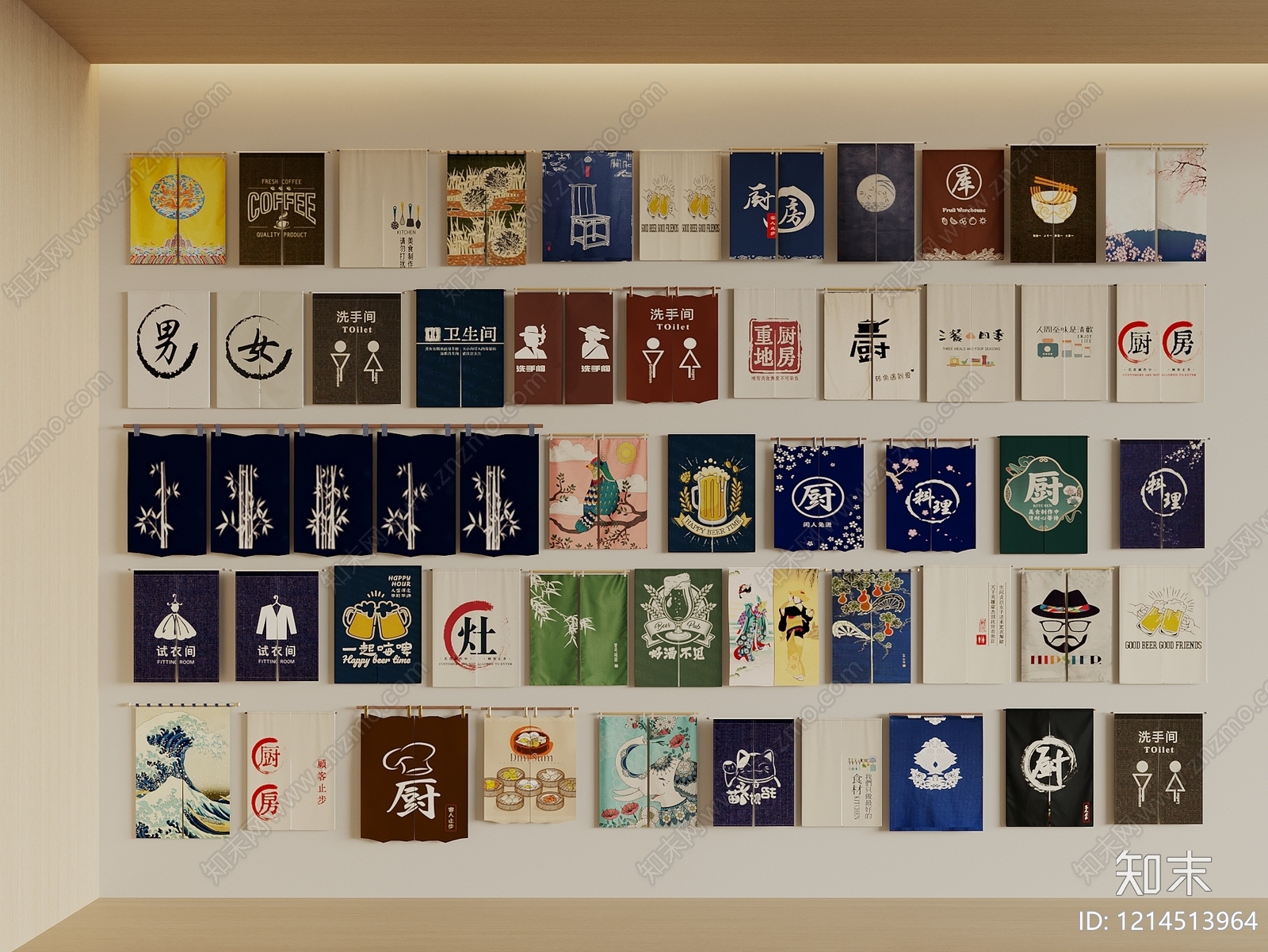 日式门帘3D模型下载【ID:1214513964】