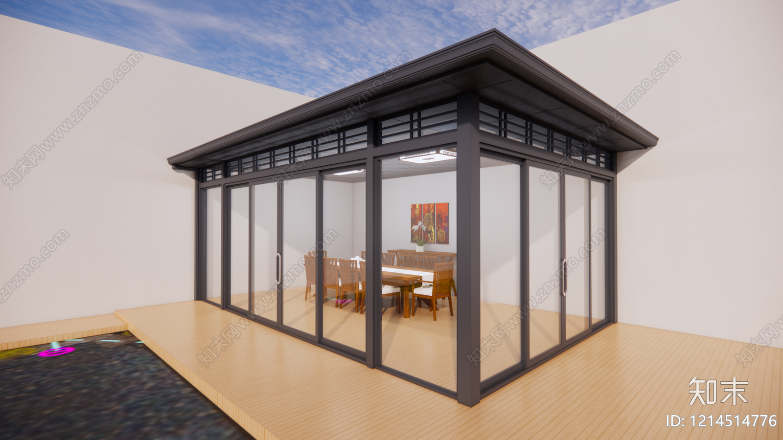 现代简约亭子SU模型下载【ID:1214514776】