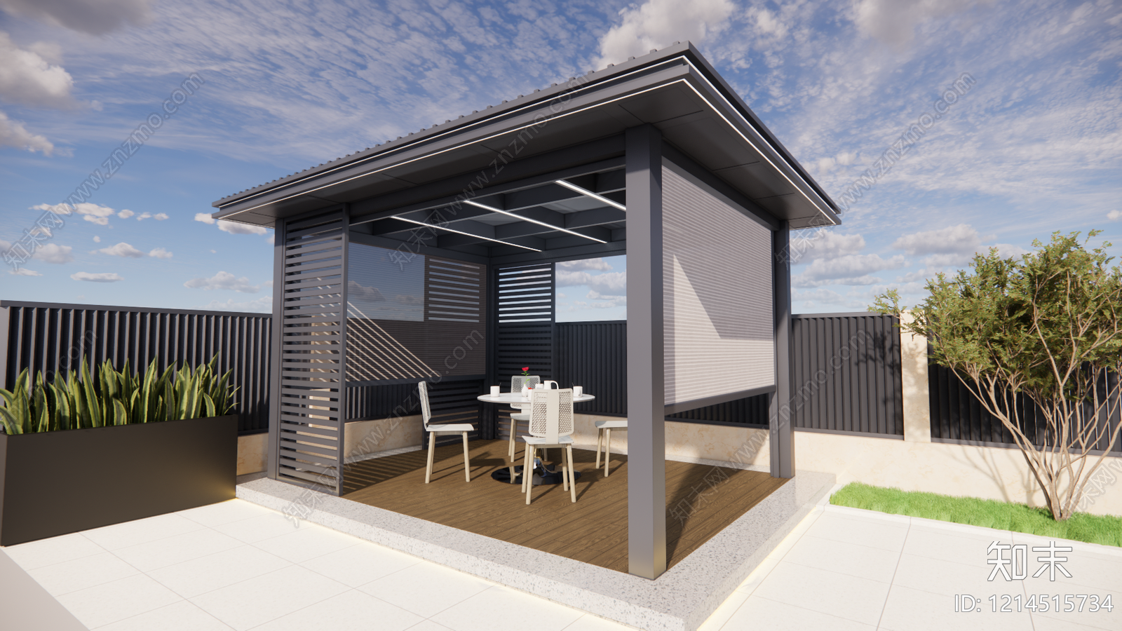 现代简约亭子SU模型下载【ID:1214515734】