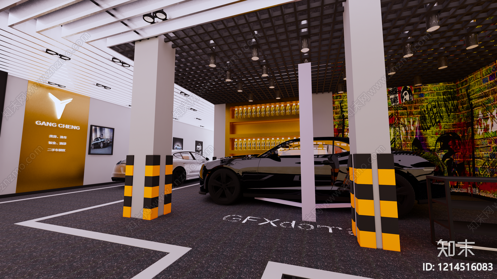 现代简约汽车展厅SU模型下载【ID:1214516083】