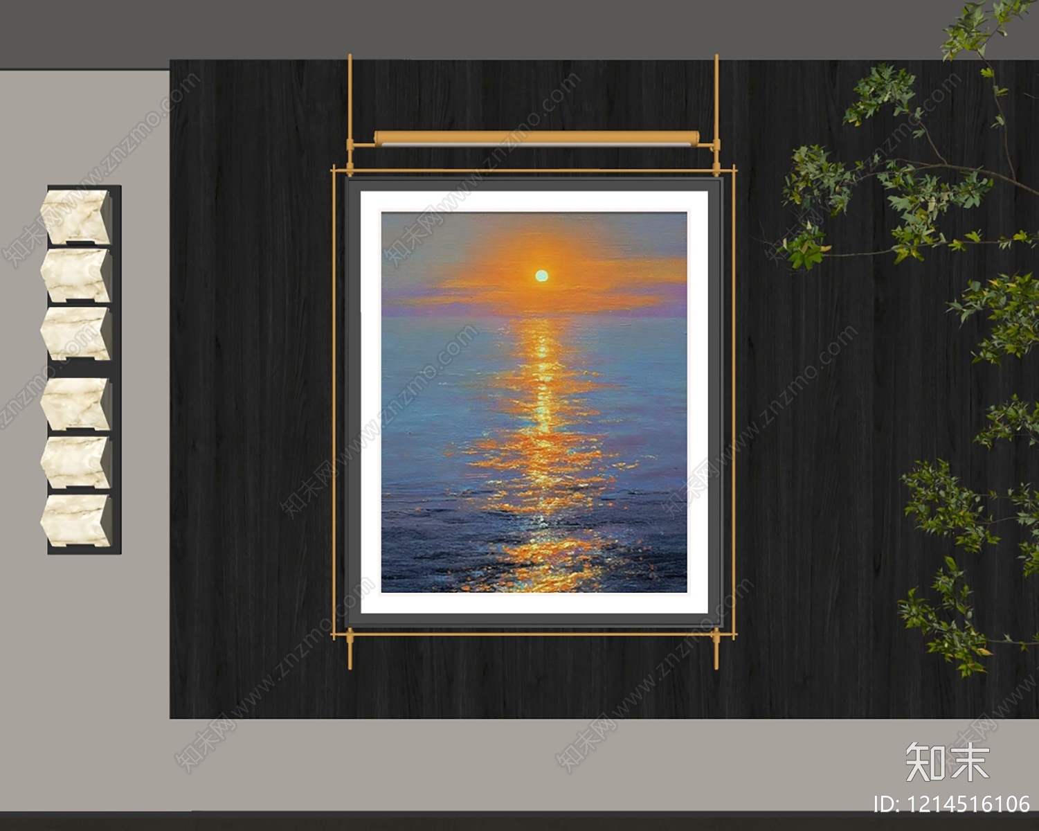 新中式挂画SU模型下载【ID:1214516106】