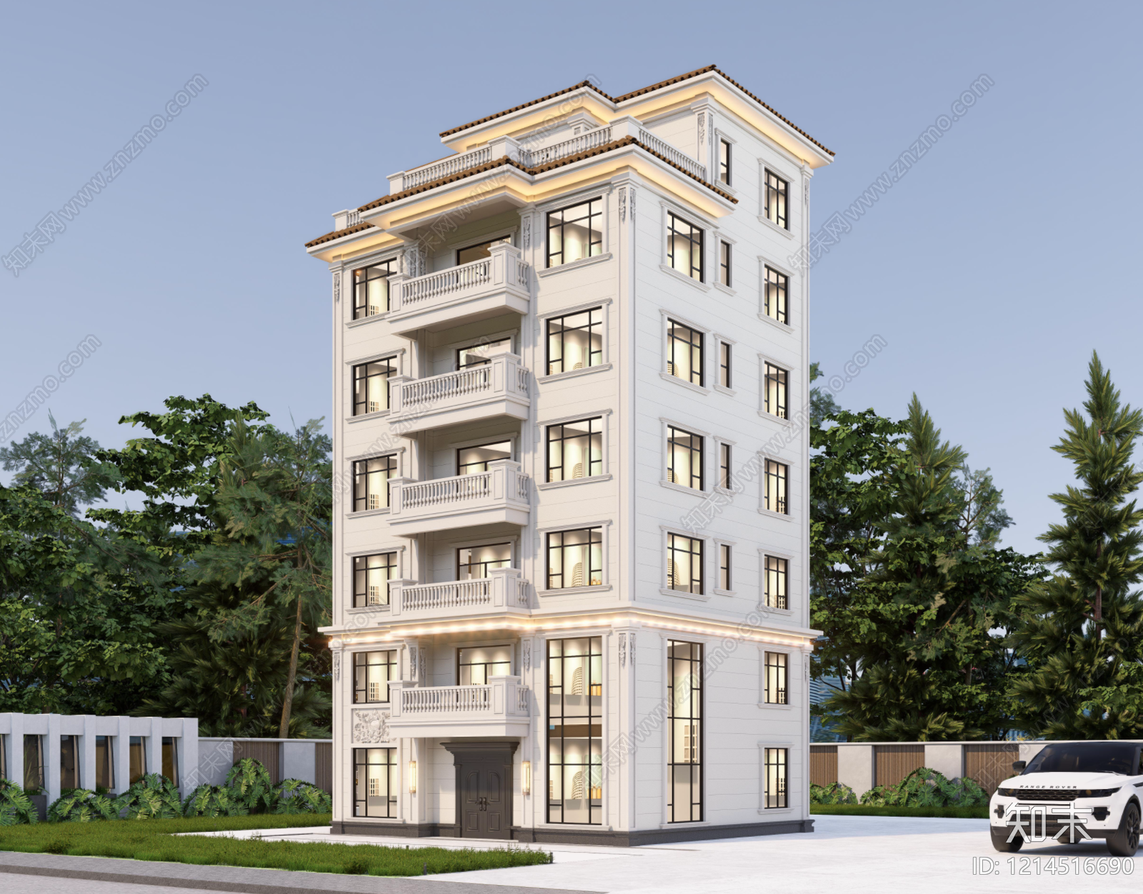 欧式独栋别墅SU模型下载【ID:1214516690】