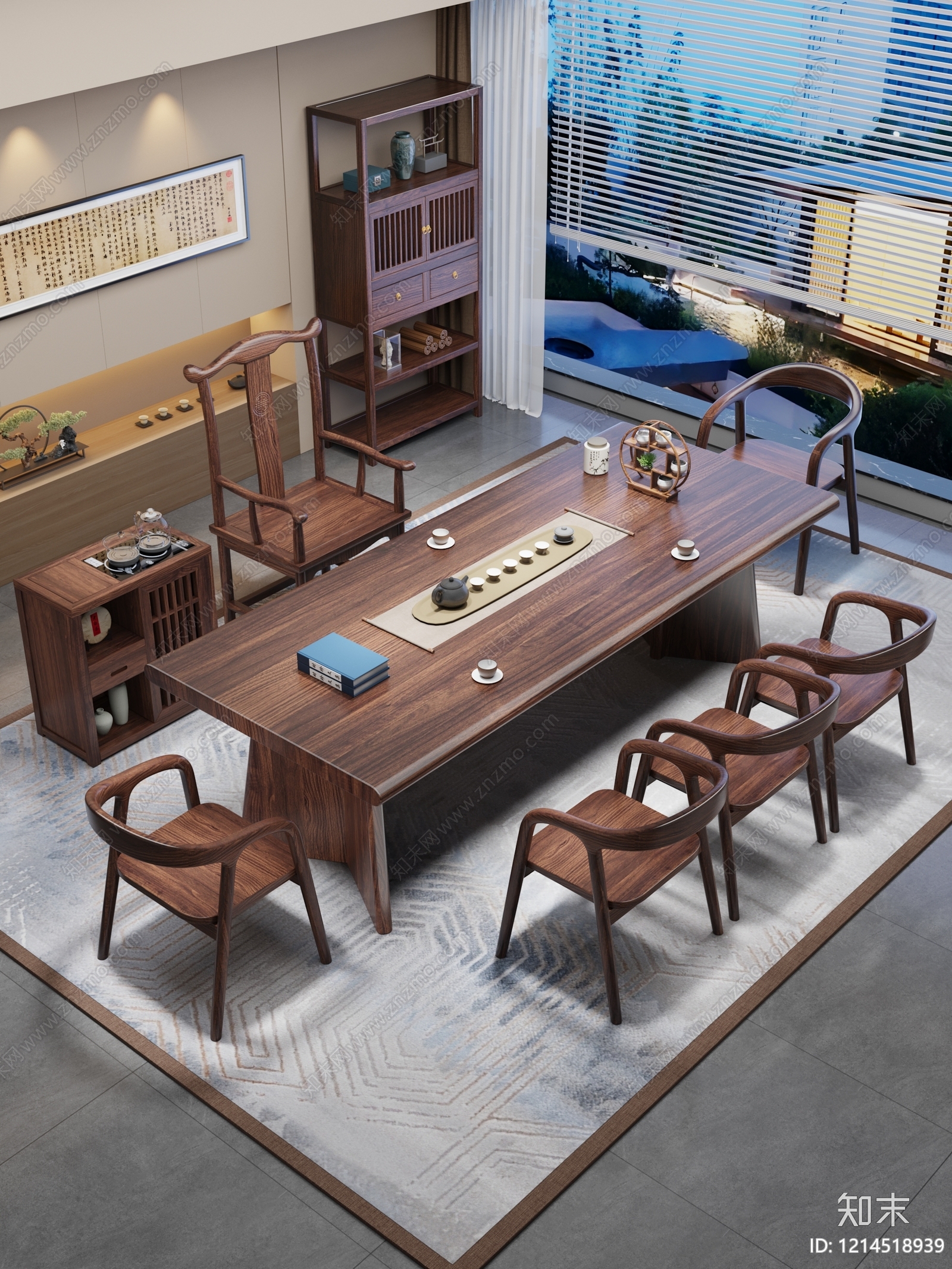 新中式茶桌椅3D模型下载【ID:1214518939】