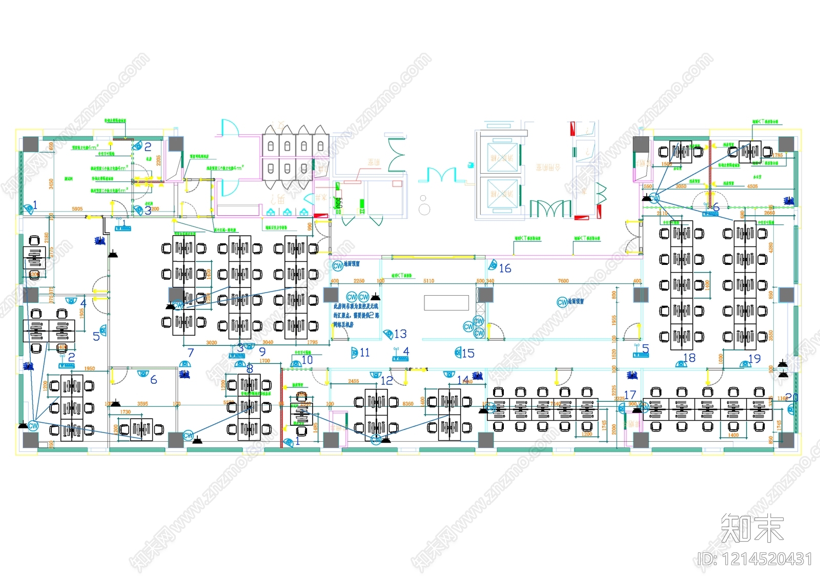 简约整体办公空间施工图下载【ID:1214520431】