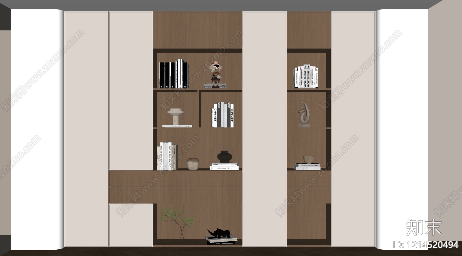 现代书柜SU模型下载【ID:1214520494】