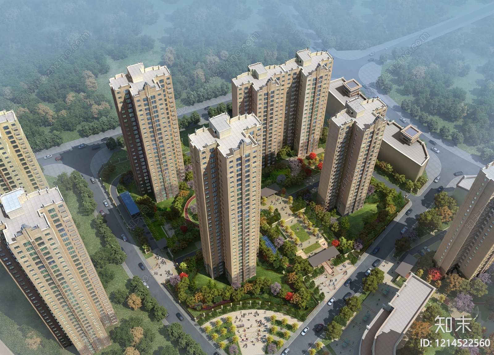 现代主义小高层住宅楼3D模型下载【ID:1214522560】