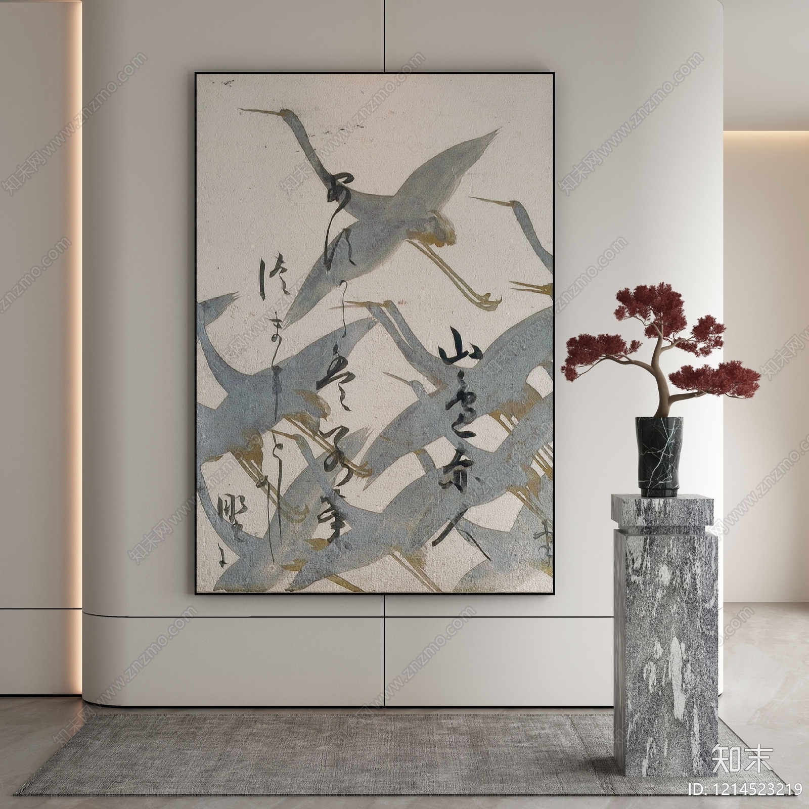 新中式玄关挂画3D模型下载【ID:1214523219】