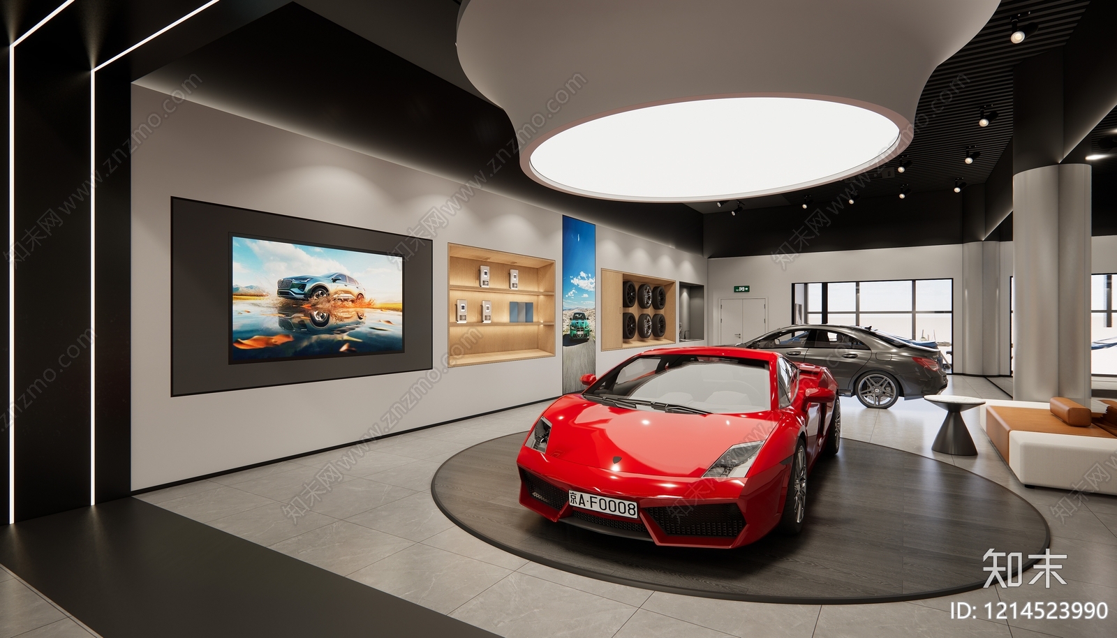 现代简约汽车展厅SU模型下载【ID:1214523990】