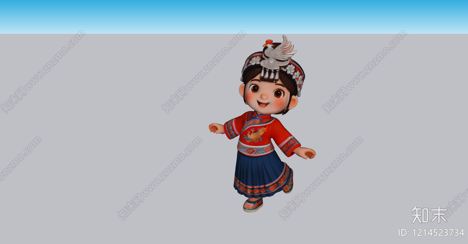新中式虚拟人物SU模型下载【ID:1214523734】