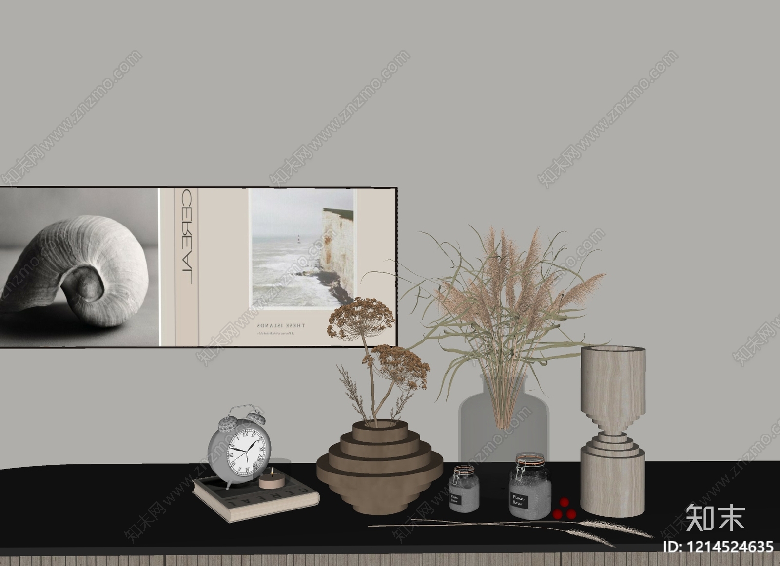 现代摆件组合SU模型下载【ID:1214524635】