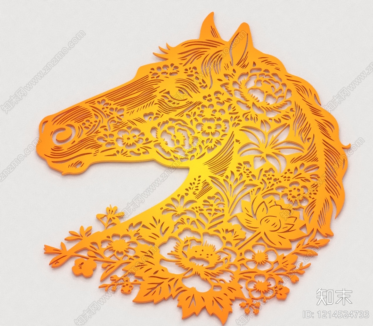 中式剪纸风挂件3D模型下载【ID:1214524733】