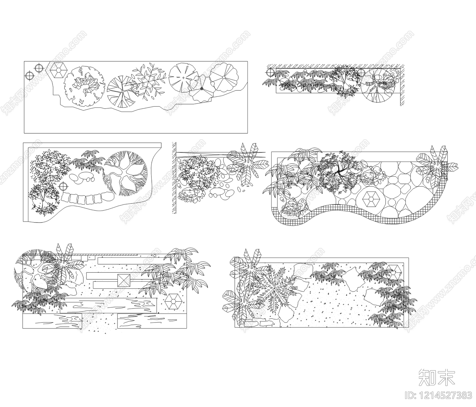 现代综合植物图库施工图下载【ID:1214527383】