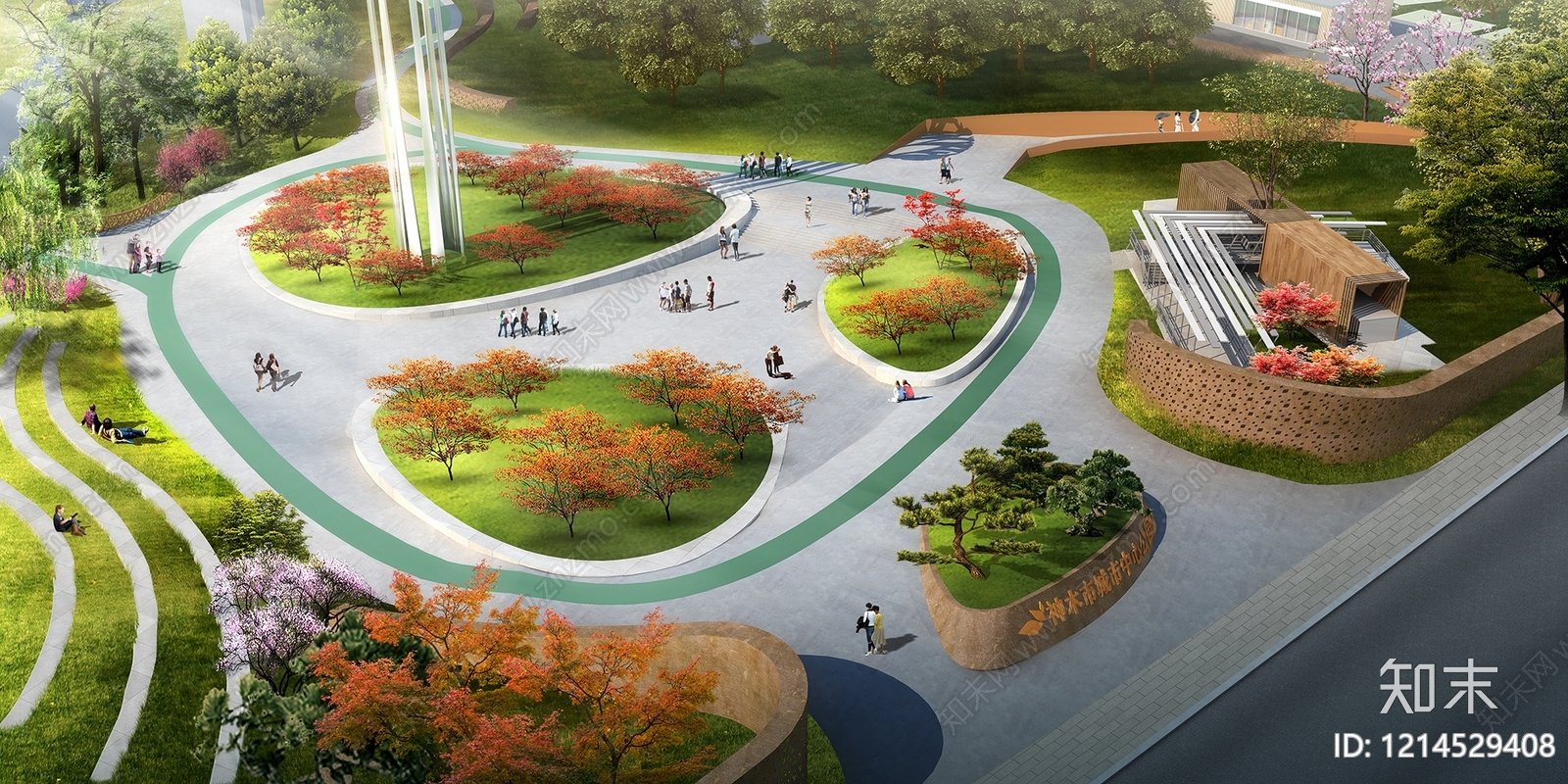 现代主义景观广场景观3D模型下载【ID:1214529408】