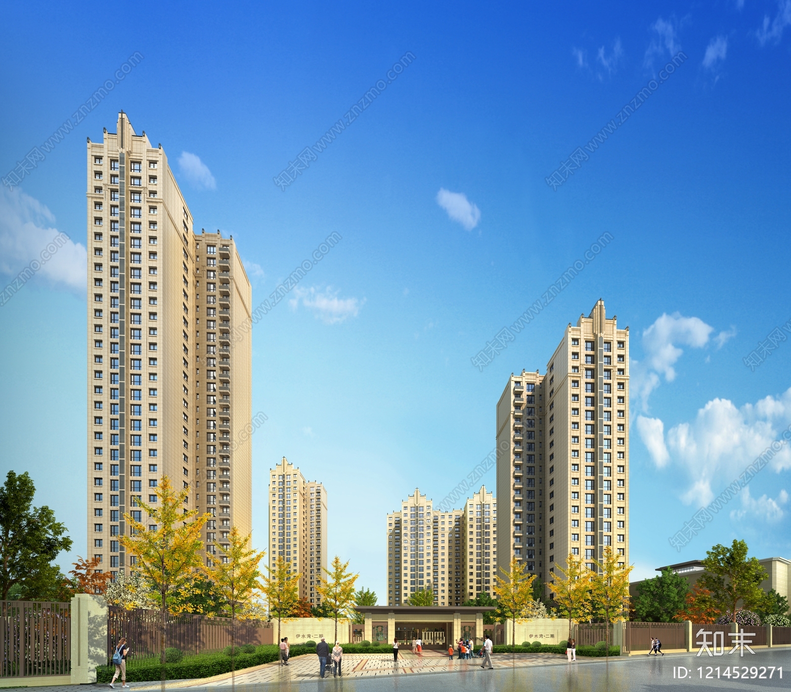 新古典主义小高层住宅楼3D模型下载【ID:1214529271】