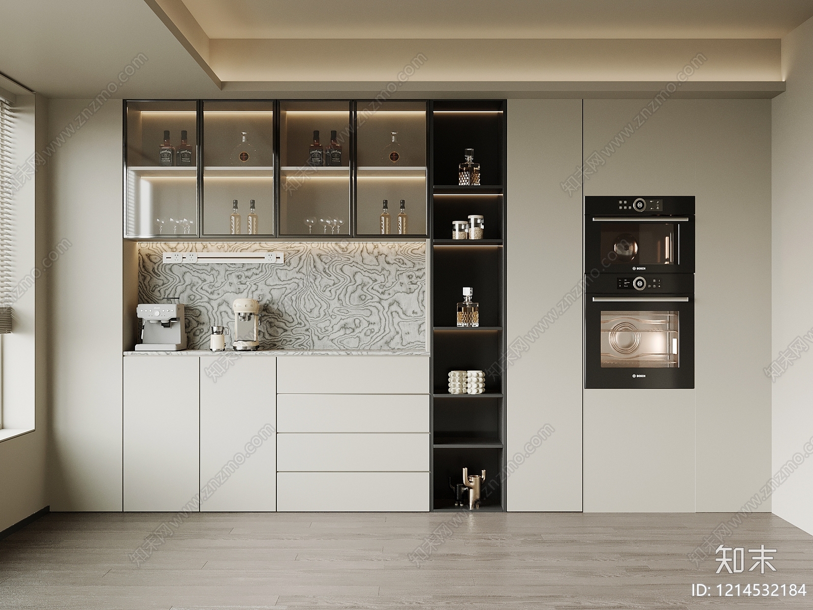 现代简约开放式厨房3D模型下载【ID:1214532184】