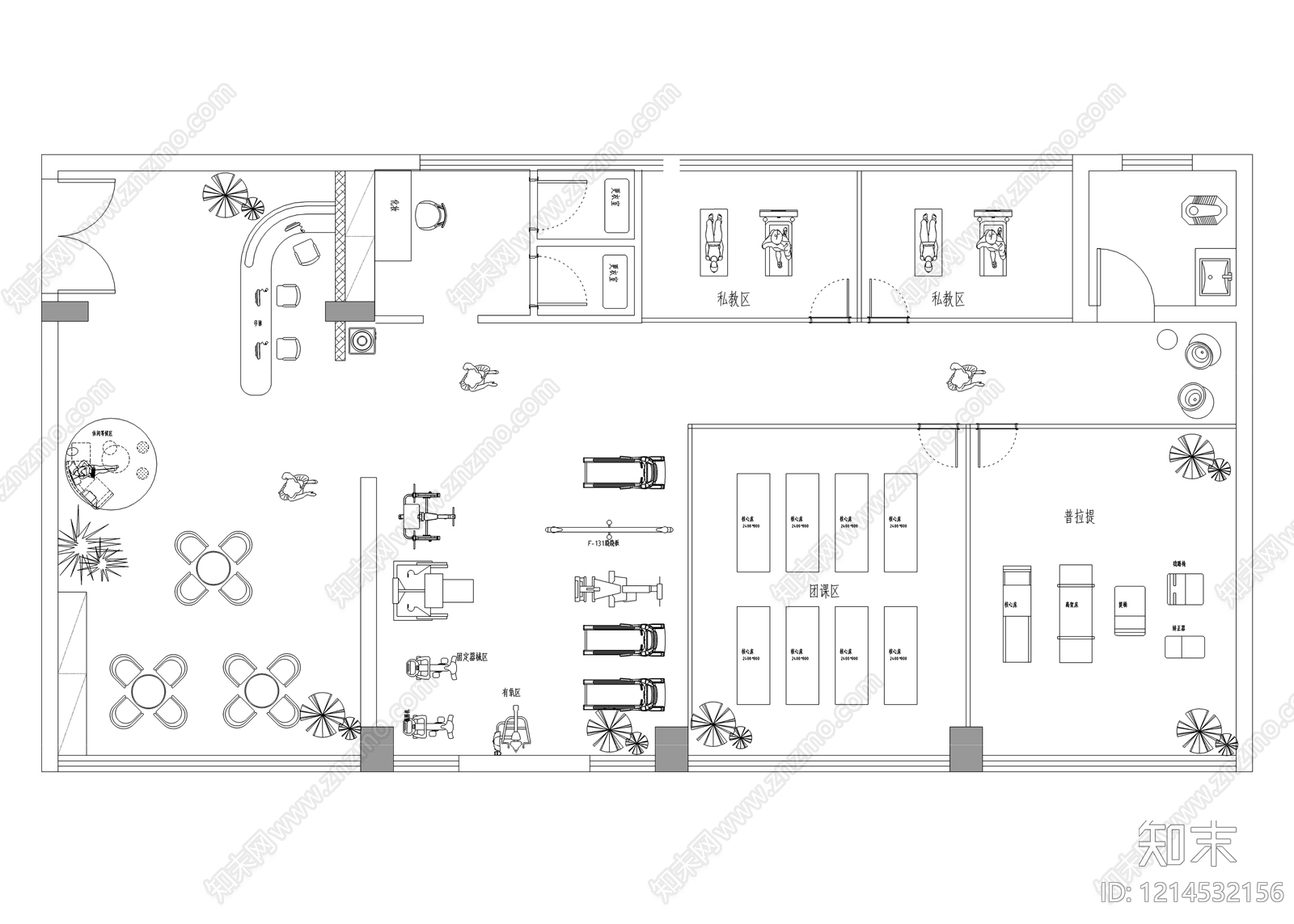 现代瑜伽馆施工图下载【ID:1214532156】
