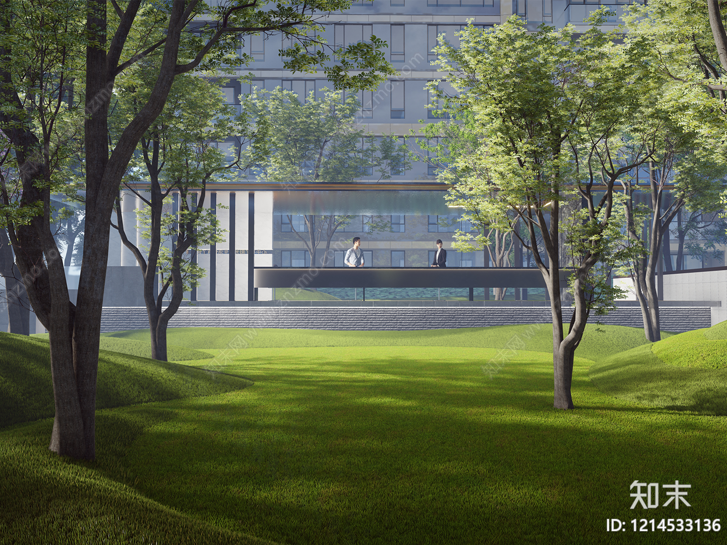 新中式景观廊架空间SU模型下载【ID:1214533136】