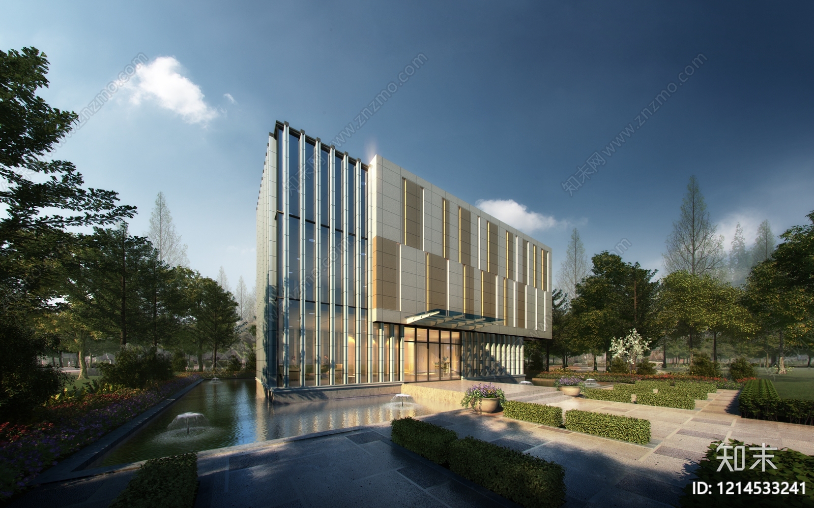 现代主义售楼处外观3D模型下载【ID:1214533241】