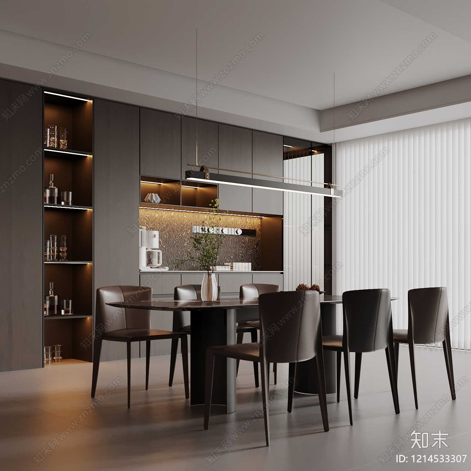 意式极简家居餐厅3D模型下载【ID:1214533307】