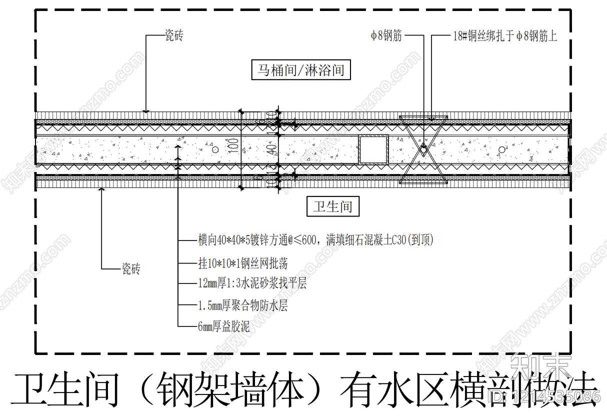 墙面节点cad施工图下载【ID:1214535086】