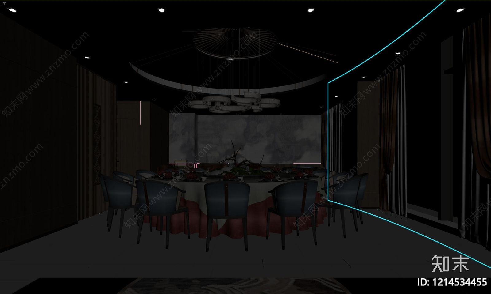 新中式包厢3D模型下载【ID:1214534455】