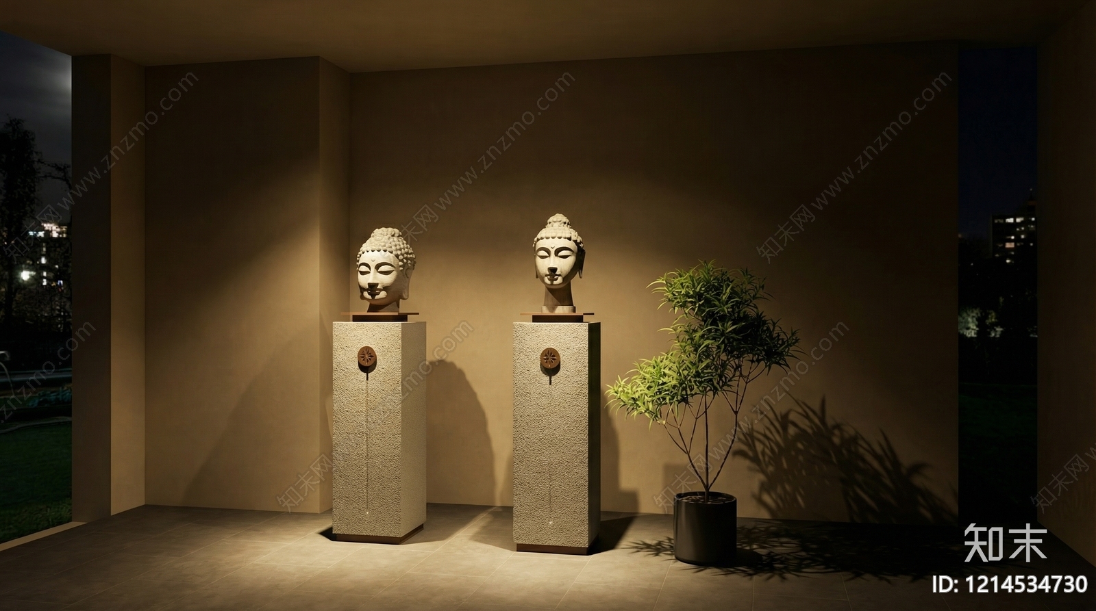 禅意艺术展厅SU模型下载【ID:1214534730】