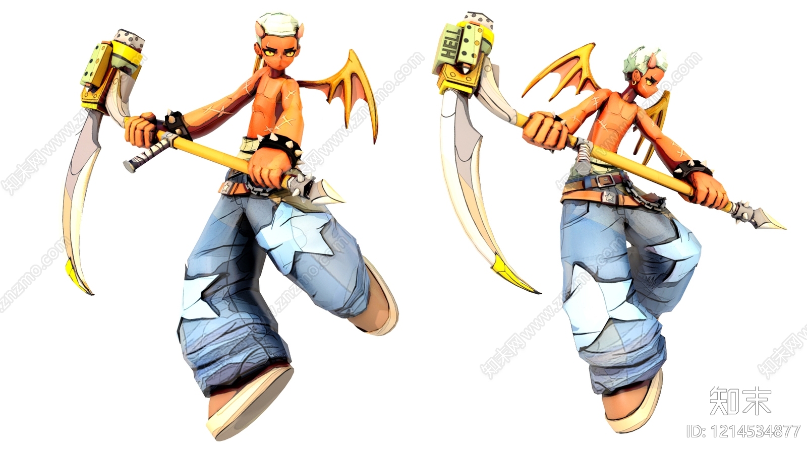 二次元朋克风虚拟人物3D模型下载【ID:1214534877】