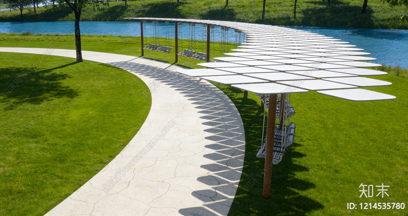 现代主义景观廊架空间SU模型下载【ID:1214535780】