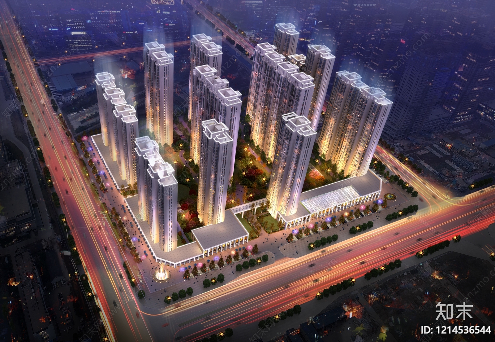 现代主义小高层住宅楼3D模型下载【ID:1214536544】