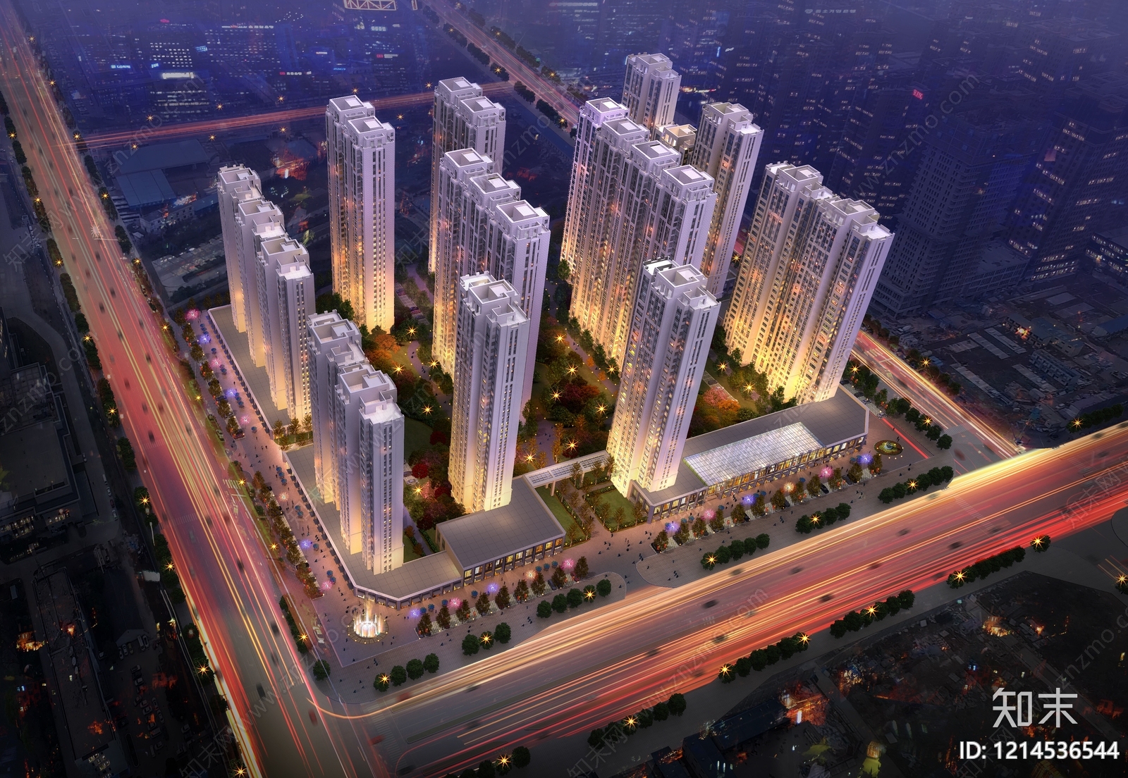 现代主义小高层住宅楼3D模型下载【ID:1214536544】